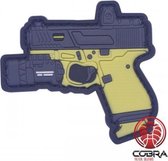 Pistol with tactical light yellow PVC patch embleem met klittenband