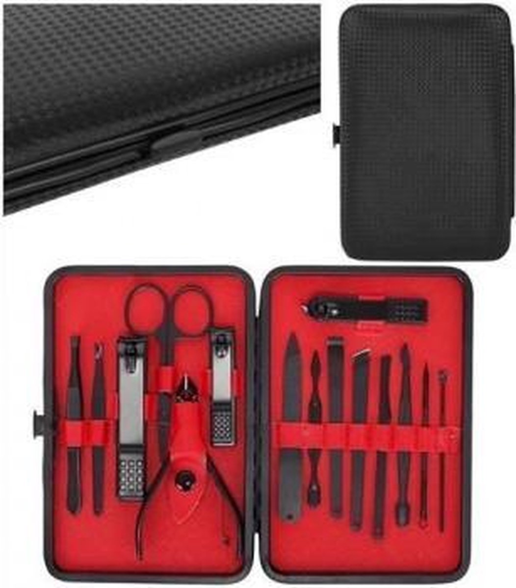 Manicure Set - Pedicure Set - Nagelknipper- 15-Delige RVS Nagel Verzorging Set - Nagelschaar - Etui - Epileer Pincet