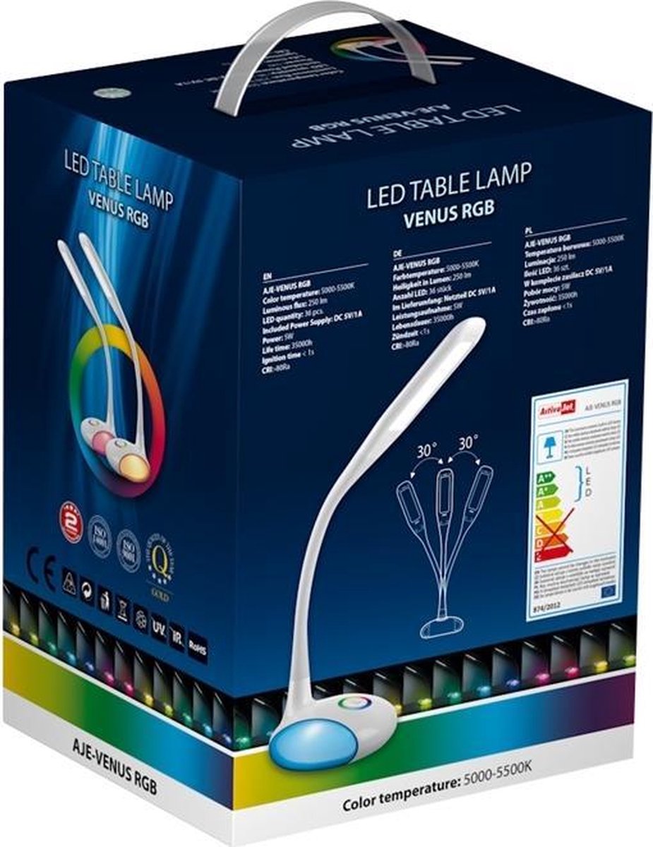 Activejet LED-bureaulamp VENUS met RGB-basis