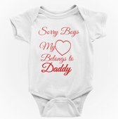 Passie voor Stickers Baby rompertje: Sorry boys my hearts belongs to daddy 50/56