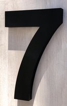 Huisnummer 7 RVS Mat zwart 3D Groot XXL - Hoogte 40 cm - Dikte 3 cm - Promessa-Design - Type 3D/40/Zwart Arial.