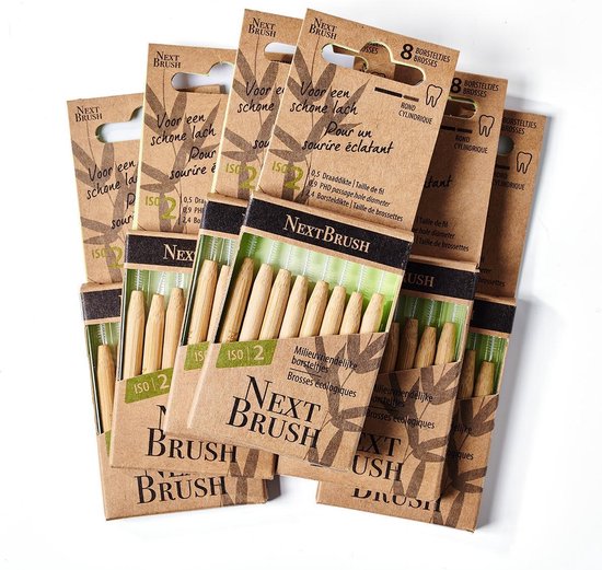 NextBrush - Interdentale ragers van bamboe – 48 stuks - ISO 2 – 2,4 mm - (Melamine-vrij)