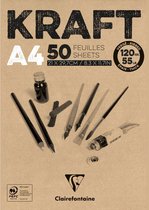 Clairefontaine Kraft Paper A4 Block - Brown - Contient 50 feuilles de 120 gr