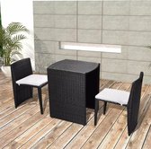 Bistroset Zwart 3 delig (Incl LW Fleece deken) - Tuinset - Tuin set - Bistro set - Tuintafel met stoelen