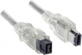DINIC FW96-1 firewire-kabel 9-p 6-p Zilver 1 m