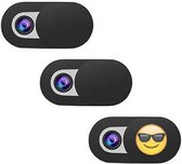 Universele Webcam cover – Unieke webcam schuifjes in Nederland met Emoji - 3 stuks zwart – Webcamcover – Privacy beschermer - BESTE PRIJS / KWALITEIT – Geschikt voor Tablets, Lapto