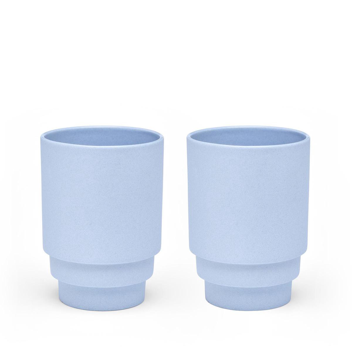 Puik Design -Monday mok set van 2 – Porseleinen koffiemokken – Design mokken - Lichtblauw