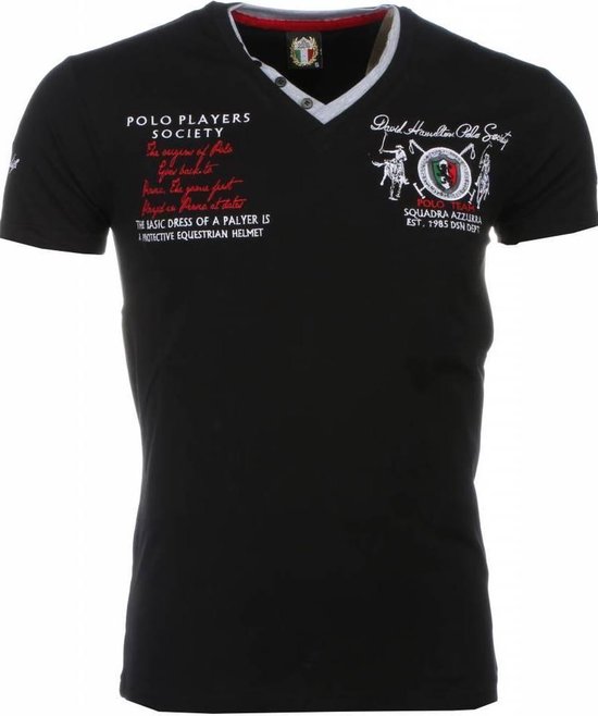 T-shirt italien David Copper - Manches courtes Homme - Joueurs de polo brodés - T-shirt italien noir - Manches courtes Homme - Joueurs de polo brodés - T-shirt homme noir Taille XL