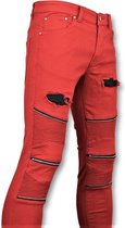Rode biker skinny jeans heren - Mannen broek- 3017-10