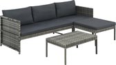 Tuin Loungeset Grijs 3 delig (Incl LW Fleece deken) - Lounge bank tuin - Tuinbank - Loungebank - Tuinset - Tafelset tuin