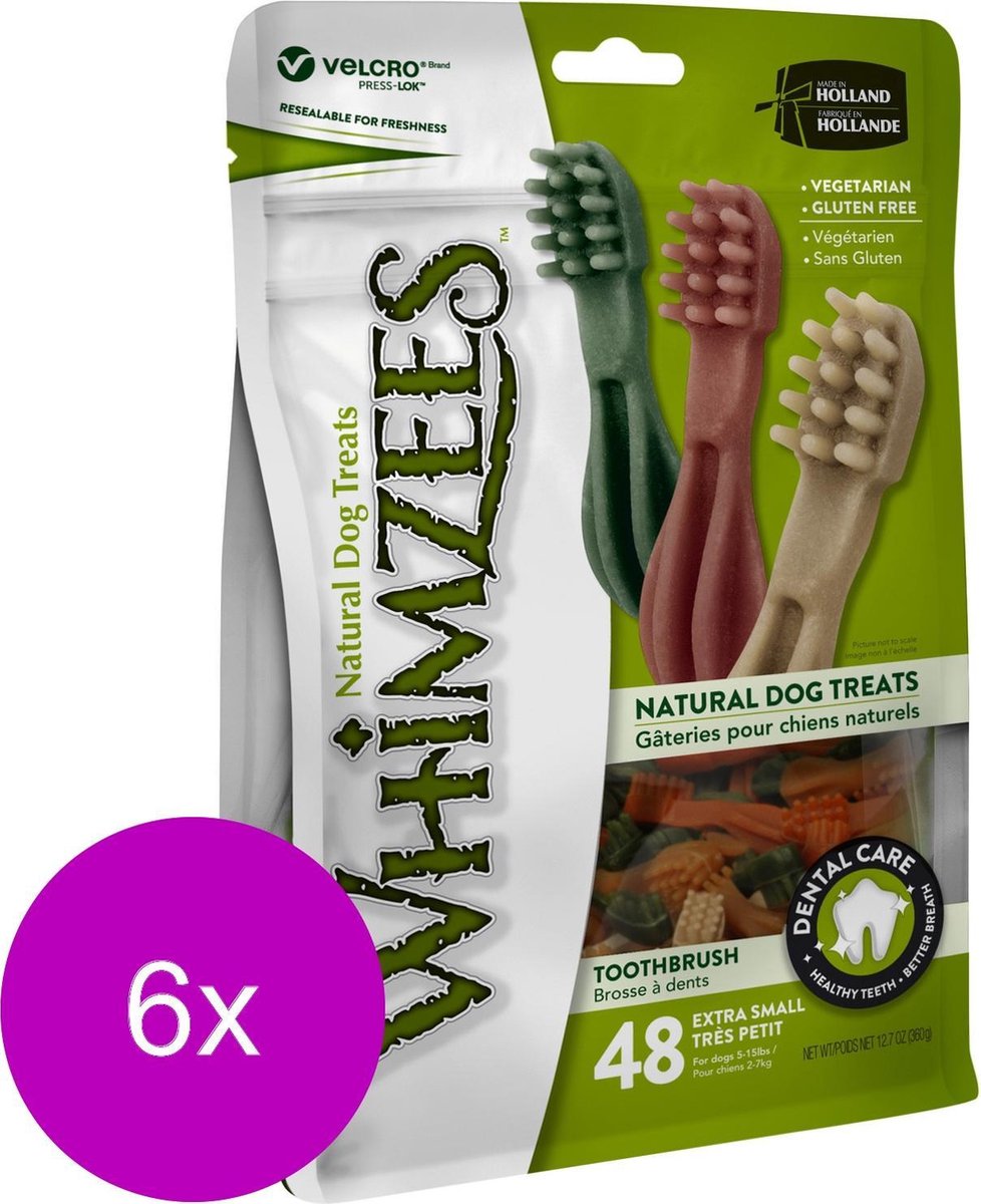 Whimzees Tandenborstel Xsmall - Hondensnacks - 6 x 48x6.4 cm