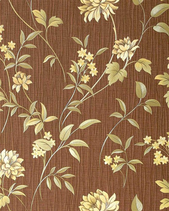 Romantisch behang 751-35 vinylbehang stijl bruin pastel-geel... | bol.com