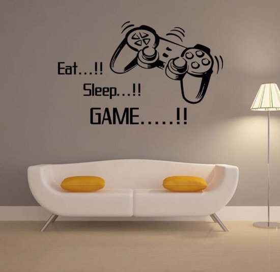 "Eat...!! Sleep...!! GAME....!!" Muursticker voor gamers | 86x53cm |