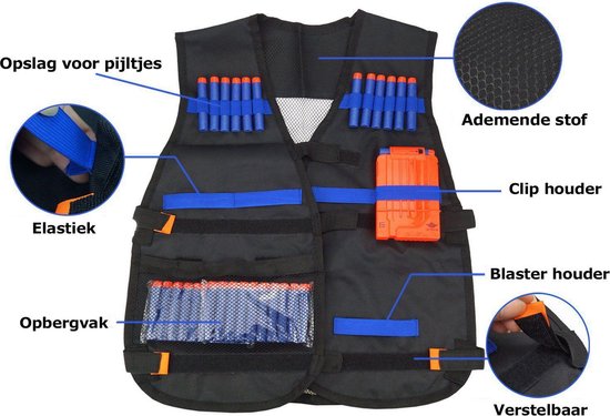 Tactical Vest geschikt voor NERF speelgoed met Airsoft Pijltjes NERF gun, Masker... |