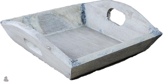 12 stuks decoratiebakje Tray hout PH design 19x19x4cm bruin/white wash 12 stuks – cadeau pakket / kerstpakket / paaspakket