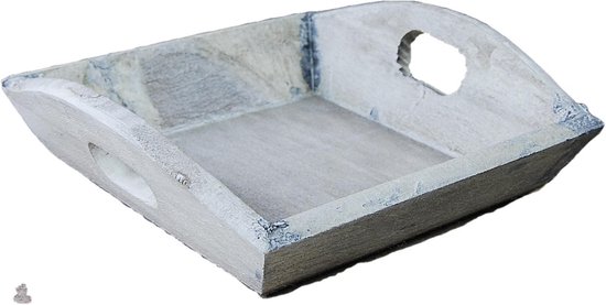 12 stuks decoratiebakje  Tray hout PH design 19x19x4cm bruin/white wash 12 stuks - cadeau pakket / kerstpakket / paaspakket