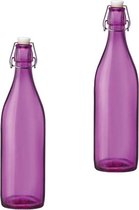 Set van 2 roze giara flessen met beugeldop - Woondecoratie giara fles - Roze weckflessen