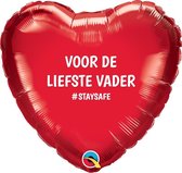 STAYSAFE Hart Rood "Voor de liefste Vader" GEVULD MET HELIUM