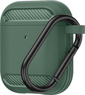 Carbon hoesje voor Apple Airpods Groen Shockproof Case
