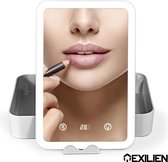 Exilien rechthoekige make up spiegel met led verlichting/ Opmaak/Reis/Tas/ Cosmetica spiegel op standaard/ 1200MaH oplaadbare batterij/Wit