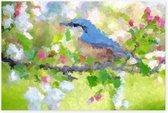 Graphic Message - Tuin Schilderij op Outdoor Canvas - Lente Vogel - Abstract - Buiten - Kleurrijk