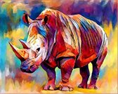 JDBOS ® Schilderen op nummer Volwassenen -  Gekleurde neushoorn - Verven volwassenen - 40x50 cm