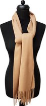 cashmere sjaal dames - cashmere sjaal heren - kasjmier sjaal - luxe sjaal -  Luxe ThannaPhum Cashmere sjaal 30 bij 164 cm -beige-lichtbruin