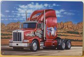 Amerikaanse truck vrachtwagen Reclamebord van metaal METALEN-WANDBORD - MUURPLAAT - VINTAGE - RETRO - HORECA- BORD-WANDDECORATIE -TEKSTBORD - DECORATIEBORD - RECLAMEPLAAT - WANDPLA