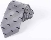 Zijden stropdassen - stropdas heren ThannaPhum Zijden stropdas grijs zilverkleurig met snor motief