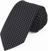 Zijden stropdassen - stropdas heren ThannaPhum Zijden stropdas zwart met zilveren stippen