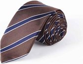 Zijden stropdassen - stropdas heren ThannaPhum Zijden stropdas bruin met blauwe streep