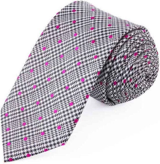 Laan Politie hel Zijden stropdassen - stropdas heren ThannaPhum Zijden stropdas grijs met  roze stippen | bol.com