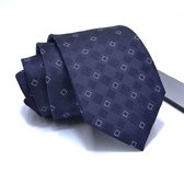 Zijden stropdassen - stropdas heren - ThannaPhum Donkerblauw geblokte zijden stropdas