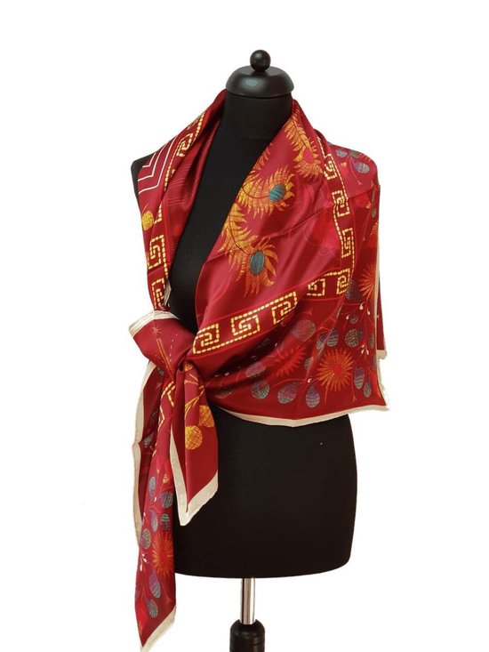 De vreemdeling woonadres Heerlijk ThannaPhum Luxe zijden sjaal met Chinees design 130 x 130 cm | bol.com