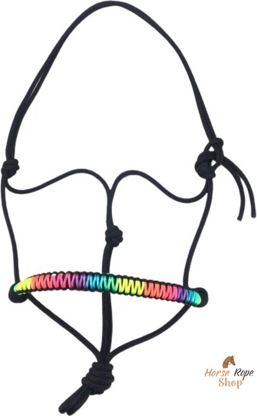 Moet verlangen Droogte Touwhalster 'Rainbow' zwart maat mini shet | regenboog touwproducten mini  shetlander... | bol.com