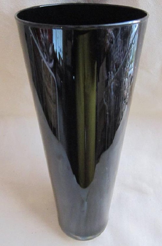 smalle hoge glazen vaas in zwart. Hoogte 30 cm, rond 12 cm | bol