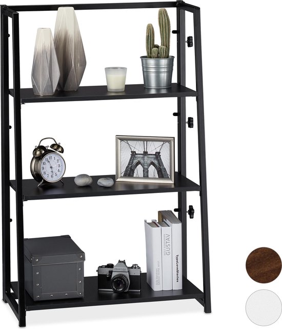 relaxdays ladderrek klapbaar - kantoor - staand rek - 3 etages -  badkamerrek Zwart / zwart | bol.com