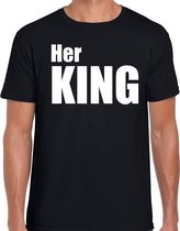 Her king t-shirt zwart met witte letters voor heren 2XL