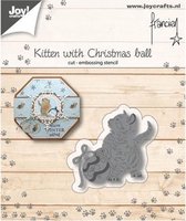 Joy!Crafts Snij- embosstencil Kitten met kerstbal