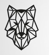 LINE ART, WOLF - Wolvenkop zwart - Wanddecoratie - Hout - XL 80 cm