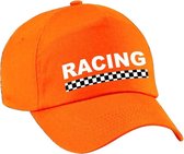 Racing / finish vlag verkleed pet oranje voor meisjes en jongens - Racing team baseball cap - carnaval / kostuum
