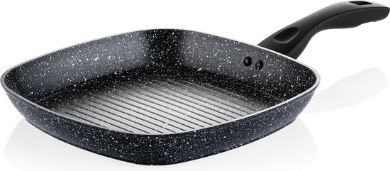 Westinghouse Grillpan - Ø 28 cm - Zwart Marmer - Geschikt voor alle warmtebronnen inclusief inductie - Steakpan met antiaanbaklaag- Aluminium