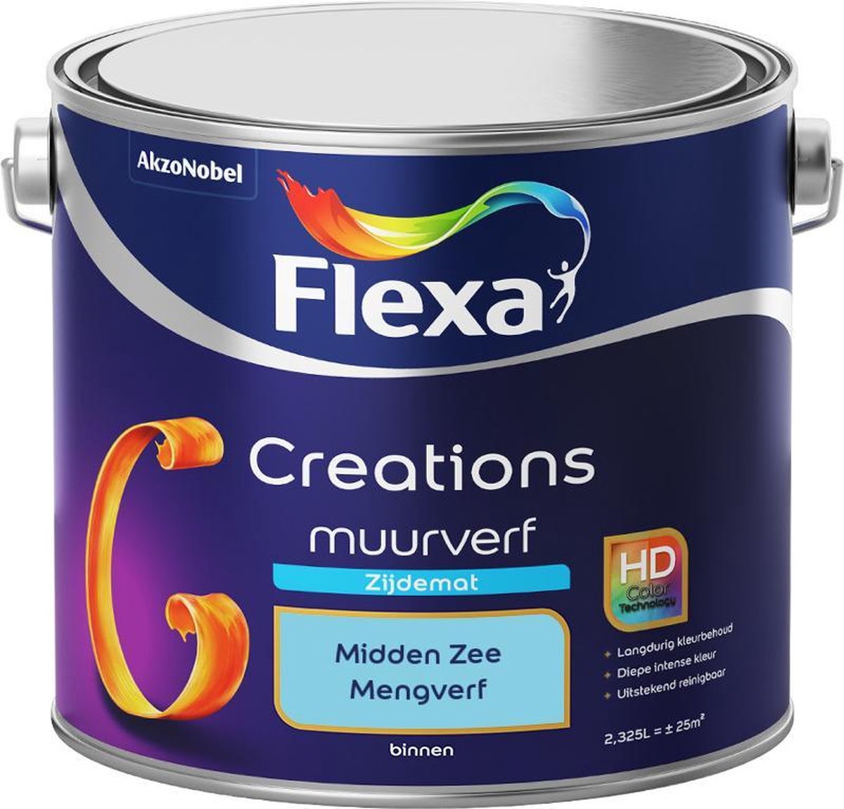 Flexa Creations - Muurverf Zijde Mat - Mengkleuren Collectie - Midden Zee - 2,5 liter