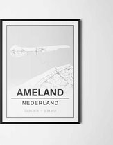 Poster/plattegrond AMELAND - 30x40cm