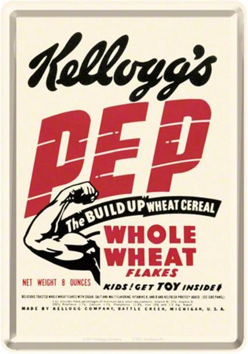 Kellogg's Pep Whole Wheat Flakes Metalen Postkaart