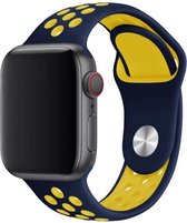 KELERINO. Siliconen bandje geschikt voor Apple Watch (38mm & 40mm) - Blauw / Geel - Small