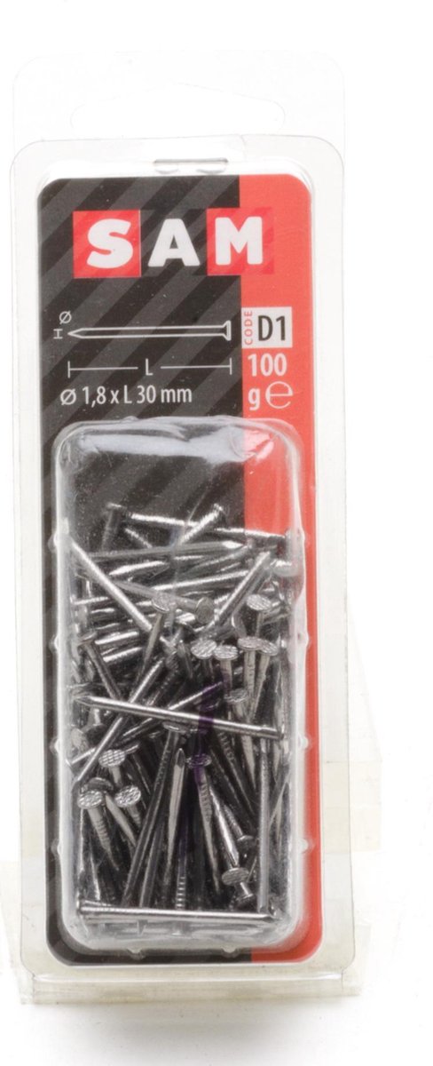SAM Nagel ronde kop Staal Onbehandeld 1,8x30mm 100 stuks