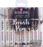 Talens Ecoline Brush Pen - 10 stuks - Grijs