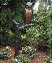 Tuinbeeld - bronzen beeld - Uil op tak - 171 cm hoog