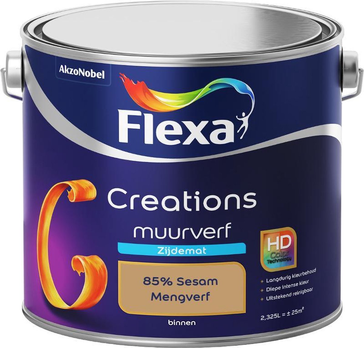 Flexa Creations - Muurverf Zijde Mat - Mengkleuren Collectie - 85% Sesam - 2,5 liter